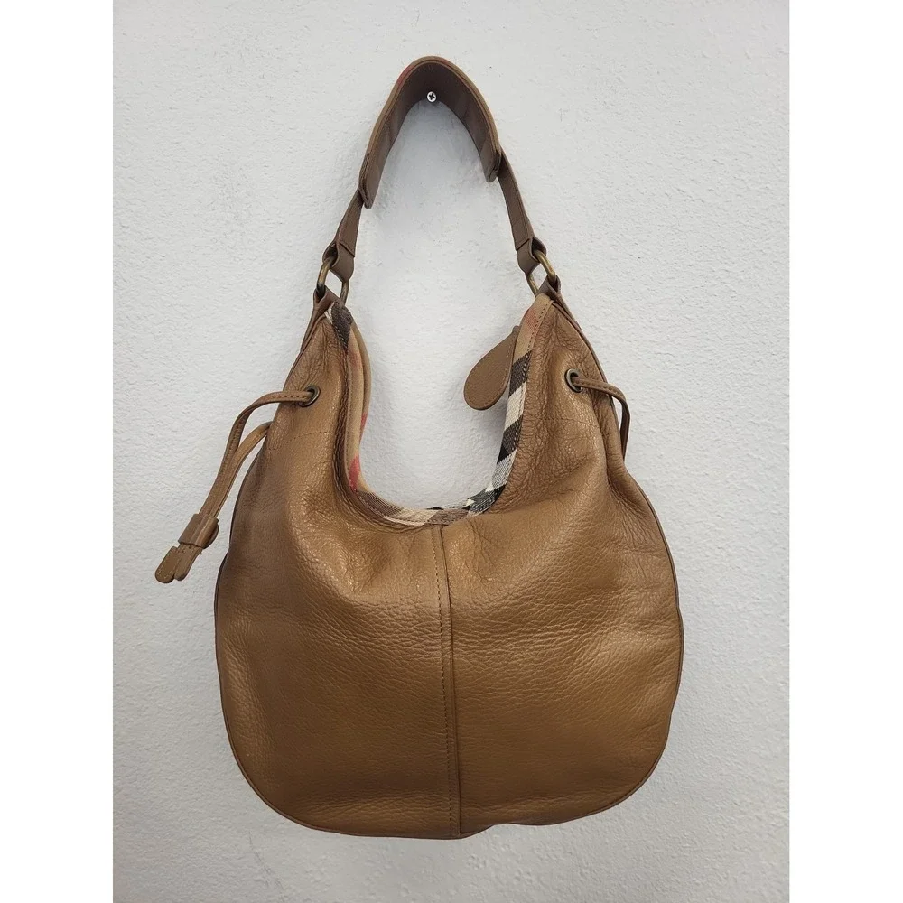 Burberry Murphy Leather Hobo Bag, Brown